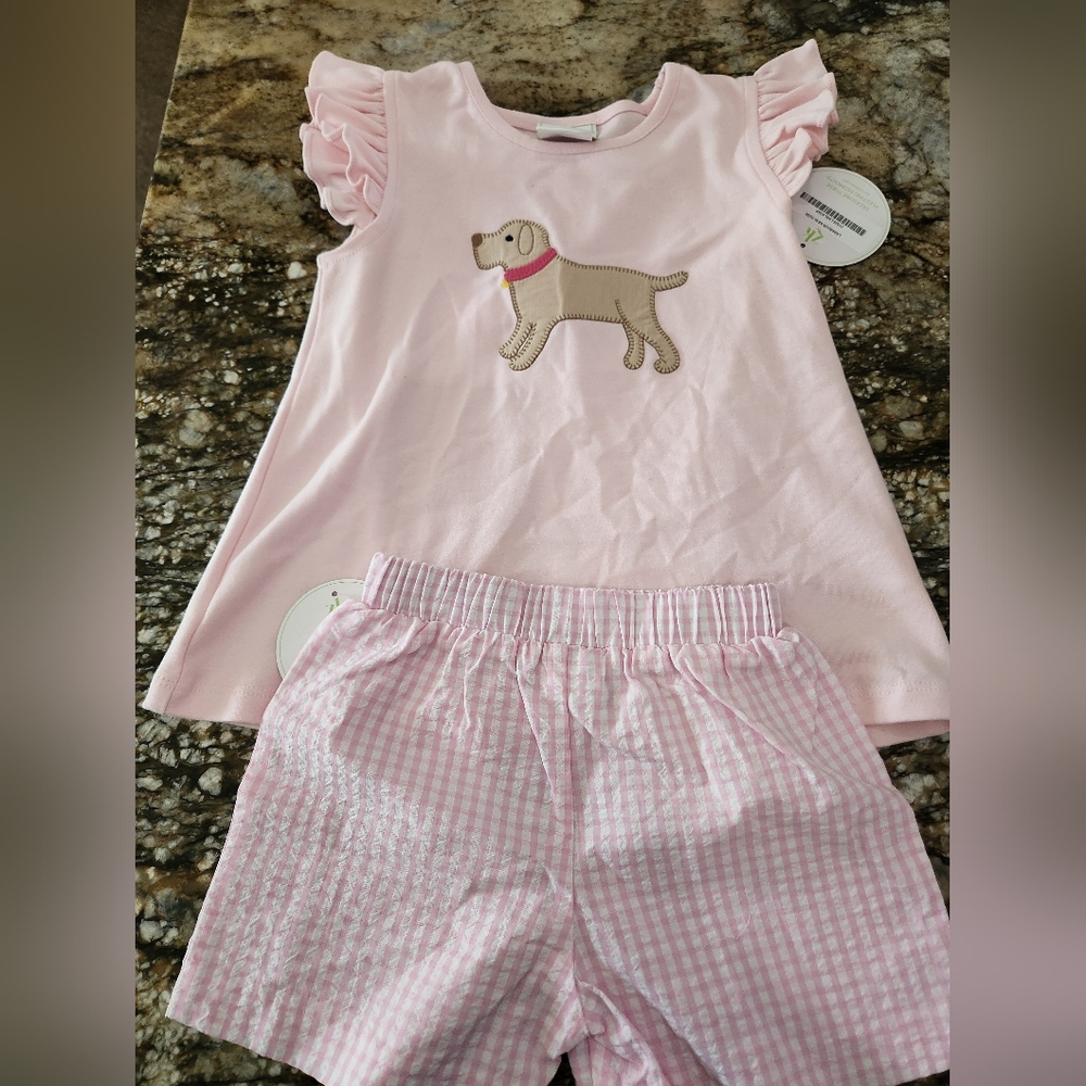 Charming Pink Dog Print Set for Kids